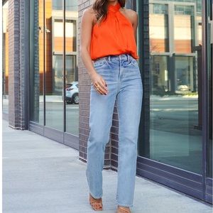 Express High Waisted Light Wash 90s Bootcut Jeans